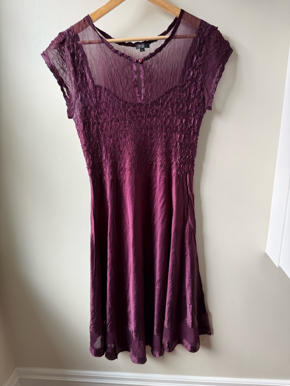 KOMAROV Textured Fairy Grunge Midi Dress Whimsy Ethereal Delicate Dainty Plum L